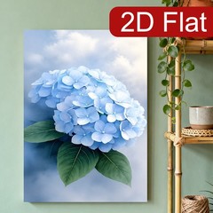 Sky Blue Hydrangea Cloud Minimal Canvas Wood Frame Fresh Home Wall Decor Gift