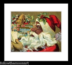 Vintage African American Black Santa Claus Christmas Wall Art FTMA