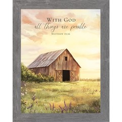 With God All Things Are Possible Framed Wall Art Matthew 19:26 Christian