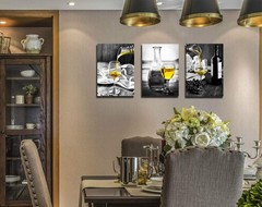 Kitchen Wall Art for Dining Room,Wine Painting Artwork Poster Black White Can…
