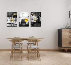 Kitchen Wall Art for Dining Room,Wine Painting Artwork Poster Black White Can…