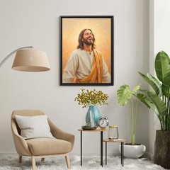 Joyful Laughing Jesus Portrait Art, Smiling Christ Impressionist Painting