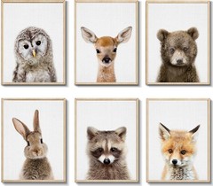 Baby Animal Posters and Prints Rabbite Deer Fox Canvas Painting Nursery Pig W…