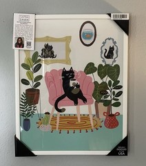 Sapna Shah Framed Cat On Chair 16 X 20” Ultra Modern Maximalist Canvas Print New