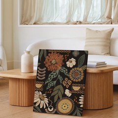 Boho Floral Canvas Wall Art Earth Tone Daisy Leaves Decorative Home Decor Print