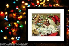 Vintage African American Black Santa Claus Christmas Wall Art FTMA