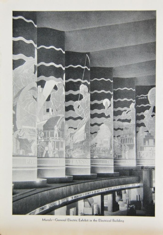 Antique Art Print Chicago Worlds Fair General Electric Building 1933 History