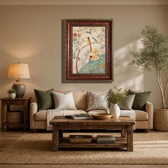 Vintage Floral bird Framed Canvas Wall Art Boho Plant Sparrow Wall Decor Pict…