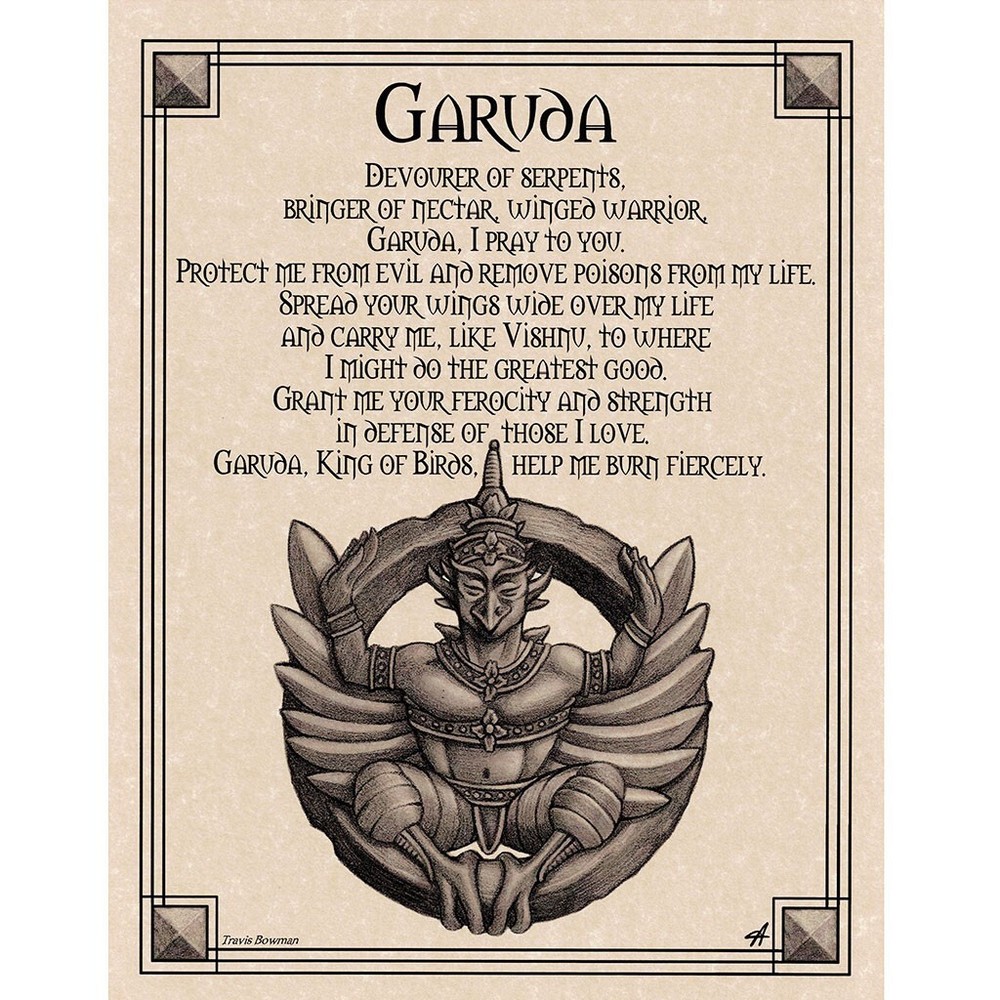 Garuda Prayer Poster 8.5 x 11″ Parchment Print NEW