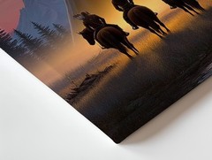 Native American Warrior Horses Canvas Wall Art Sunset Teepee Mountain Print