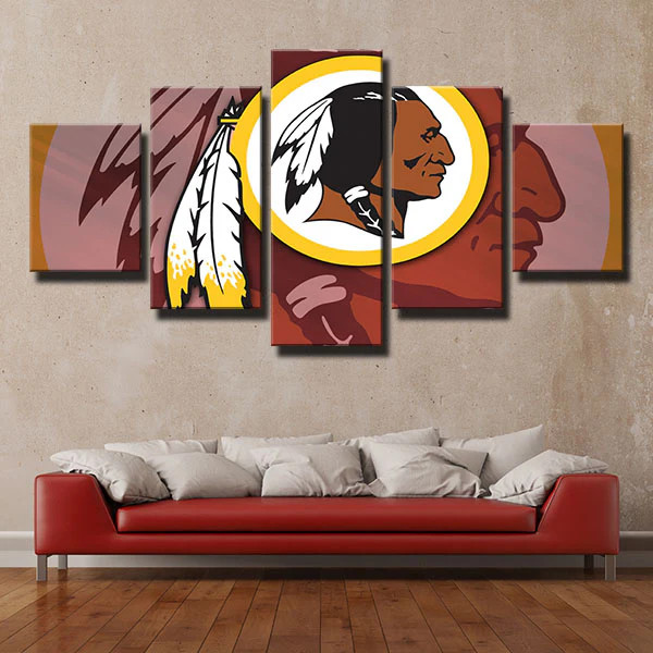 Washington Redskins NFL Football Team Lamination Logo 5 Piece Canvas Wall Art