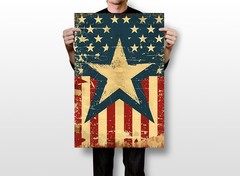 Vintage American Flag Patriotic – 250 Years of America Decor – POSTER 20″x30″