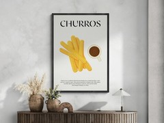Churros Art | Spanish Kitchen Art | Dessert Poster | Pastries Art | Baking Gift