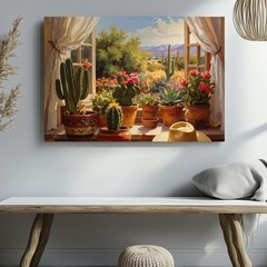Wall Art Canvas a Cozy Still Life Painting Seen from a Window Ledge Several