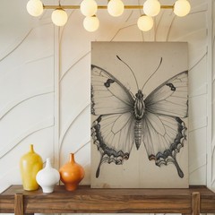 Wall Art Canvas a Detailed Monochrome Sketch of a Butterfly Drawn with Precise