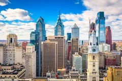 Laminated Philadelphia Pennsylvania Downtown Skyline 18″L x 12″W, Multicolor