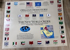 1991 Map Poster Operation Desert Storm Graphic Military Defense War Flags Order