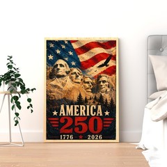 Patriotic America 250th Anniversary, Mount Rushmore Wall Art, USA Flag and Eagle