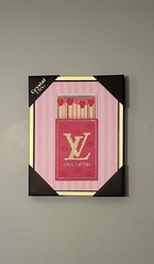 Beautiful Framed Louis Vuitton Wall Art 11”x 14” Canvas Designer LV Pink Hearts
