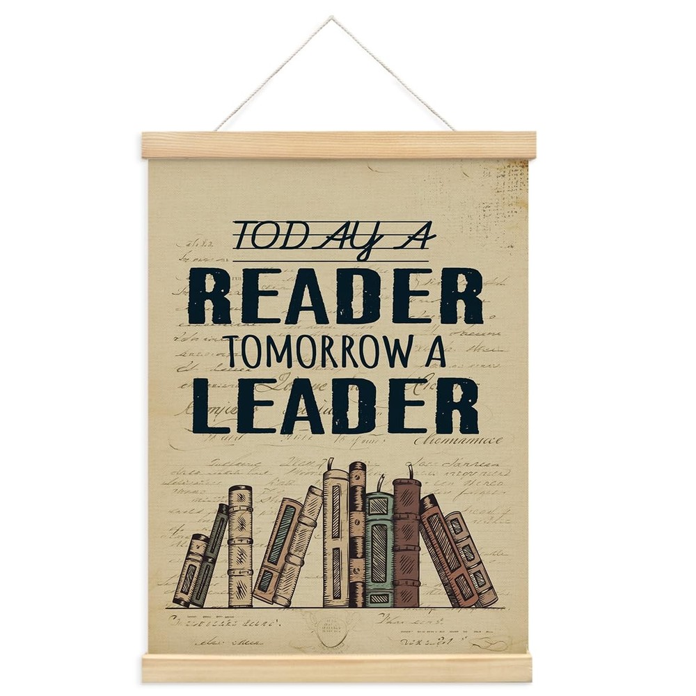 Vintage Book Reading Poster – Today a Reader Tomorrow a Leader Wall Art with …