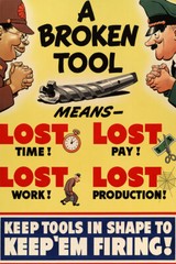 Broken Tool Means Lost Time World War II Art Wall Room Poster – POSTER 20×30
