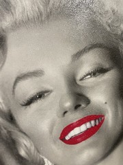 Black And White With Pop Red Wooden Wall Art Texture Face Marilyn Monroe 34×22
