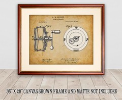 Poster – Fishing Reel Patent – Choose Unframed Poster or Canvas