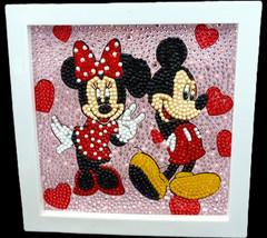 Finished Diamond Art – Mouse Tabletop Picture in a White Plastic Frame