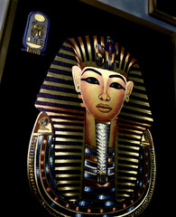 Vintage Egyptian King Tut and Queen Nefertiti Foil Wall Art Images- Gold Framed