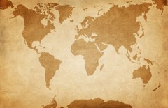 World Map On Old Grunge Paper Limited Edition Premium Poster 91x61m