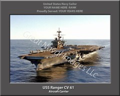 USS Ranger CV 61 Personalized Canvas Ship Photo 2 Print Navy Veteran Gift