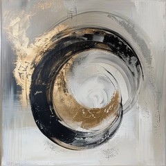 Original Hand Painted Abstract Oil Painting Modern Home Decor Black Golden Gray
