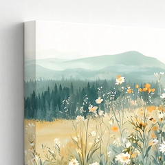 3 Pieces Serene Landscape Wildflowers Large Wall Art Set for Living Set Of 3