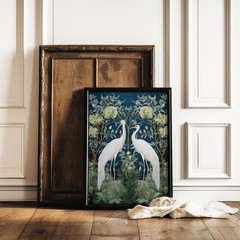 William Morris Crane Art Print Poster, Vintage Botanical Nature Wall Decor