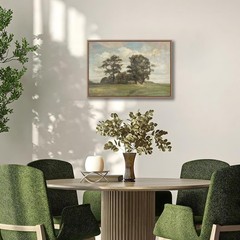 Framed Vintage Oak Canvas Wall Art Rustic Farmhouse Countryside Tree Painting…