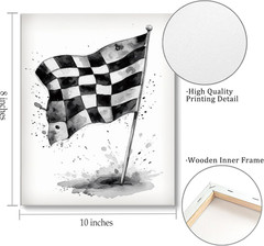 Framed Motocross Wall Art, 4 Set 8X10 Inch Black and White Motorsport Dirt Bike