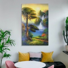 Art Poster Tree Waterfall Home Unframed Interior Canvas Decor 12×18 Inch 1-Piece
