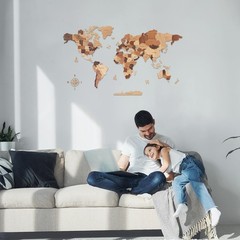Wooden World Map 3D, Wood World Map Wall Art, Multilayered Wooden Map
