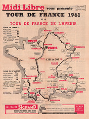 1961 TOUR DE FRANCE MAP POSTER