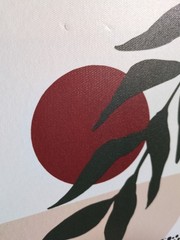 3 BoHo Wall Art Red Sun Prints 16x12in