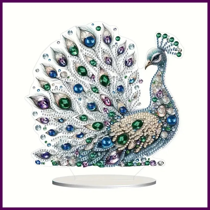 1 piece DIY Peacock Diamond art table to decorate adult single-sided acrylic