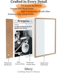 Natural OAK Wood Trendy Retro Newspaper Beige Framed Wall Art, 12×16 in Hot G…