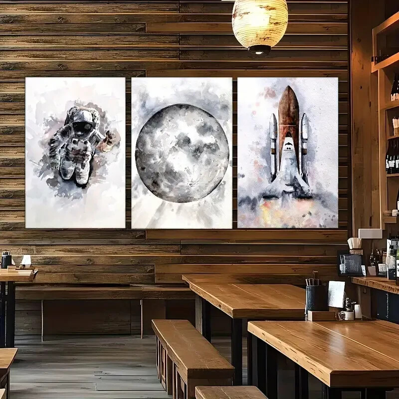 3pcs Space Poster Cosmic Element Art Dormitory Metal Print Ready to Hang Art