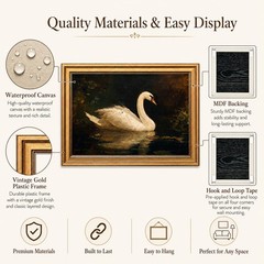 Gold Framed Vintage Swan Wall Art Moody Swan Oil Painting Picture Wall Decor …