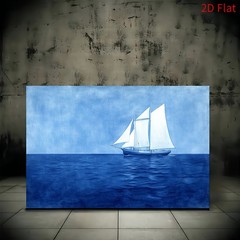 Framed Canvas Single Sail Boat Blue Sea Minimal Nautical Ocean Wall Art Decor