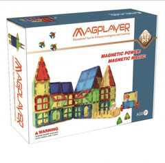 Magplayer Education Toys 112 Pieces Magnetic Tiles Toy Set for Kids