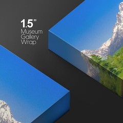 Wall26 View of Snow Mountain & Green Forest & Lake Wall Art Photo Canvas Print