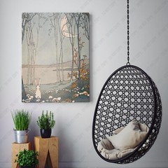 Mushrooms in the Moonlight – The New Moon Bunny Rabbit Canvas Print Wall Art