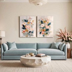 2 Pcs Floral Canvas Wall Art Colorful Wildflowers Print Posters Bohemian Bota…