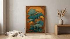 Art Nouveau Yellow Chrysanthemum Wall Art Vintage Floral Poster